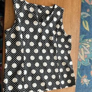 Talbots Polka Dot Sleeveless Top - Black and White Size MP
